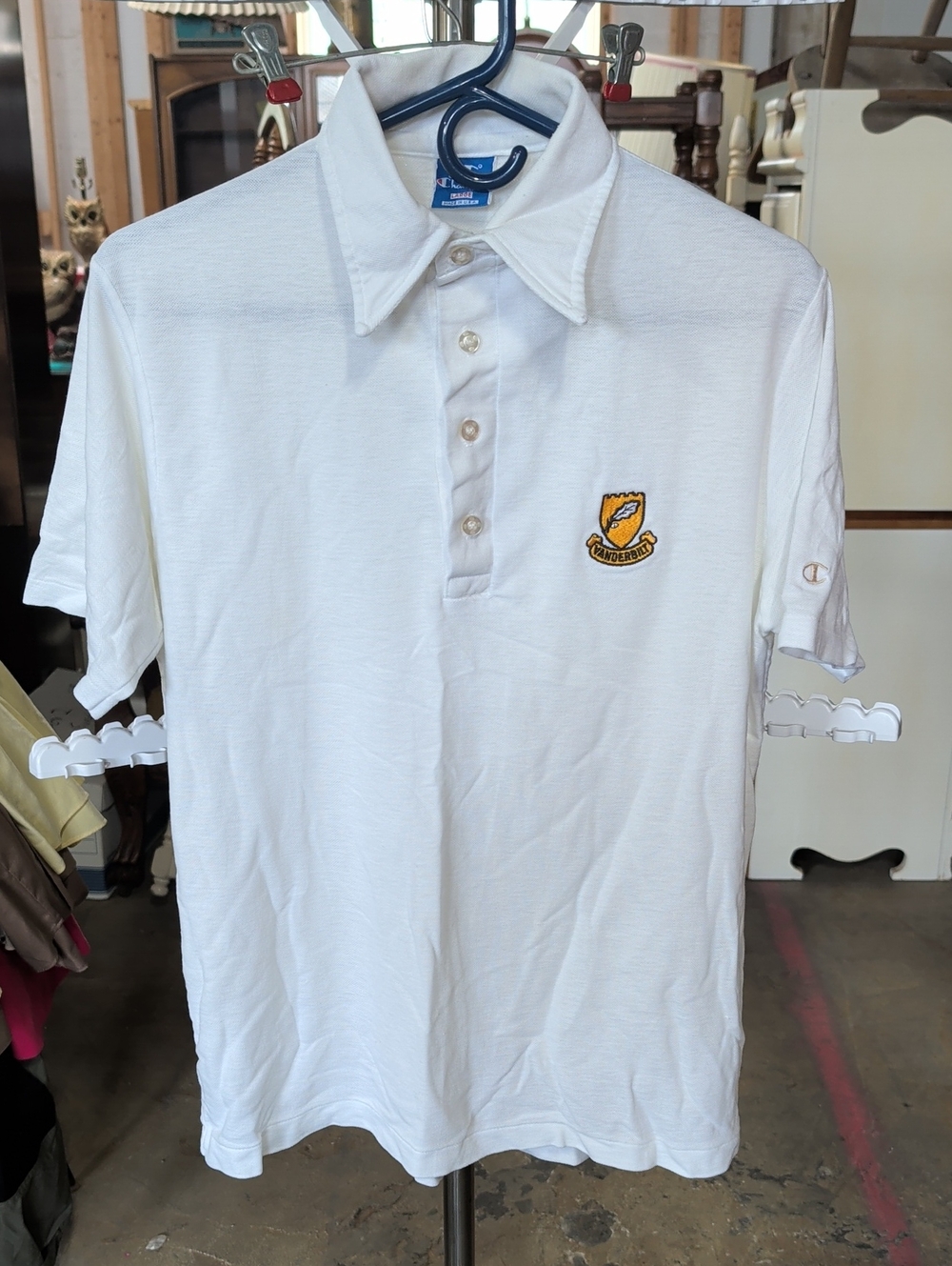 Vintage 1970s Champion Blue Bar Vanderbilt Rugby Club Polo Shirt